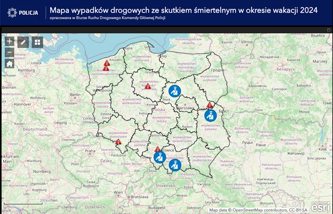 policja wypadki podróże