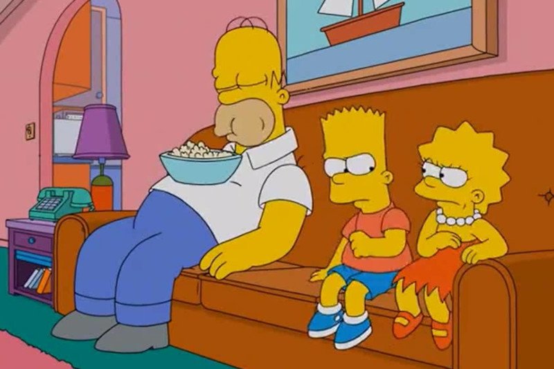 bezsenność, zasypianie przed teelwizorem, zmęczenie, Kadr z serialu "Simpsonowie", Homer Simpson