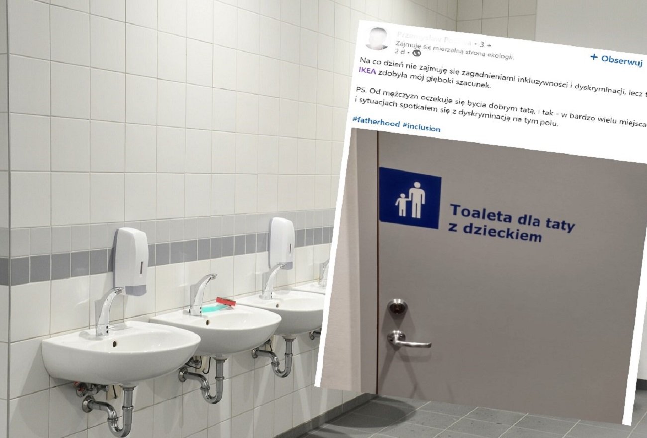 Ojciec z dzieckiem w toalecie