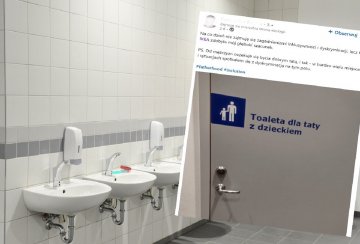 Ojciec z dzieckiem w toalecie