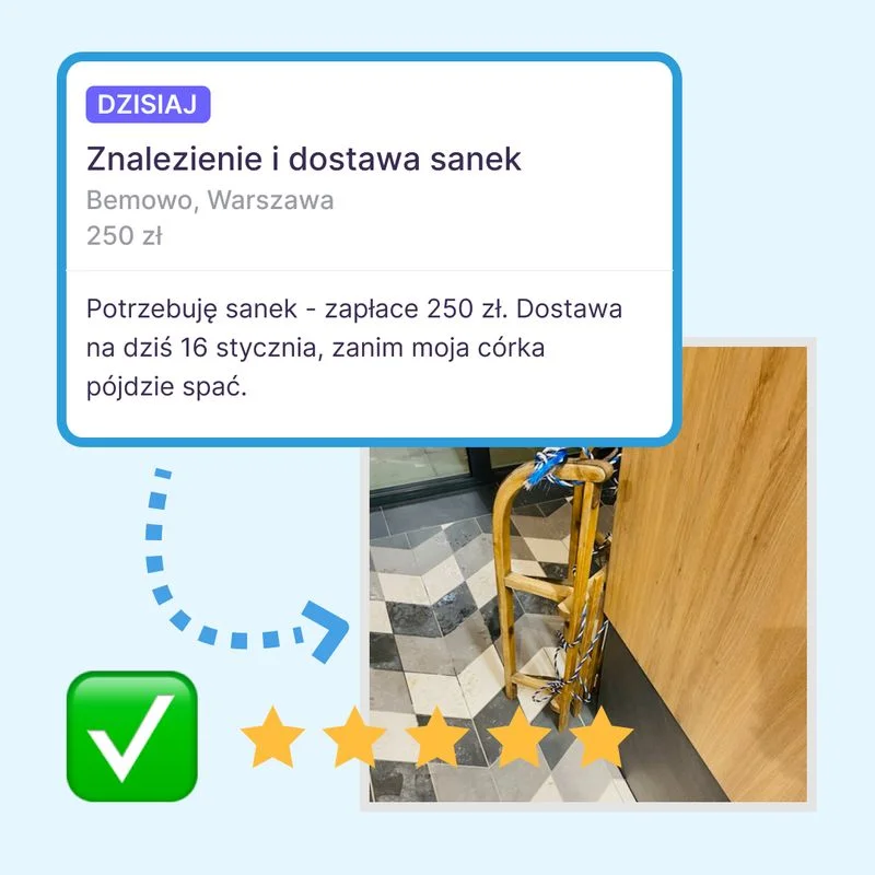 Przez aplikację można nawet zamówić sanki dla córki na "już"